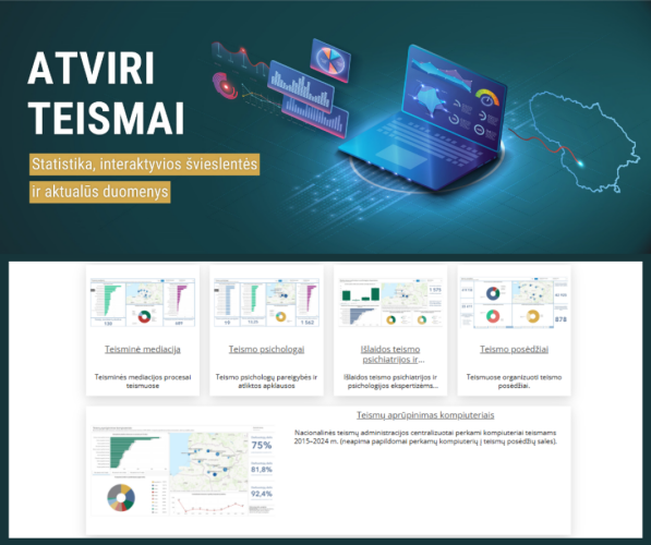 Dar daugiau duomenų apie teismų veiklą – 7 naujos projekto „ATVIRI TEISMAI“ švieslentės